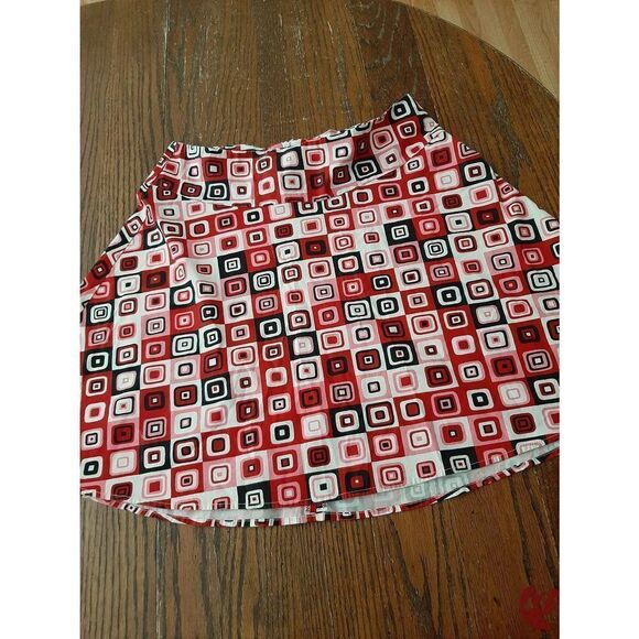 Size 7/8 My Michelle Red Pink White Rear Zip Mini Skirt - Picture 1 of 4